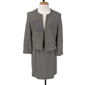 Vintage 60 Margaret Smith Maine Skirt Suit Houndstooth Check Size 8 Petite